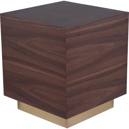 Ben Side Table in Walnut Wood Veneer on Brushed Gold Stainless